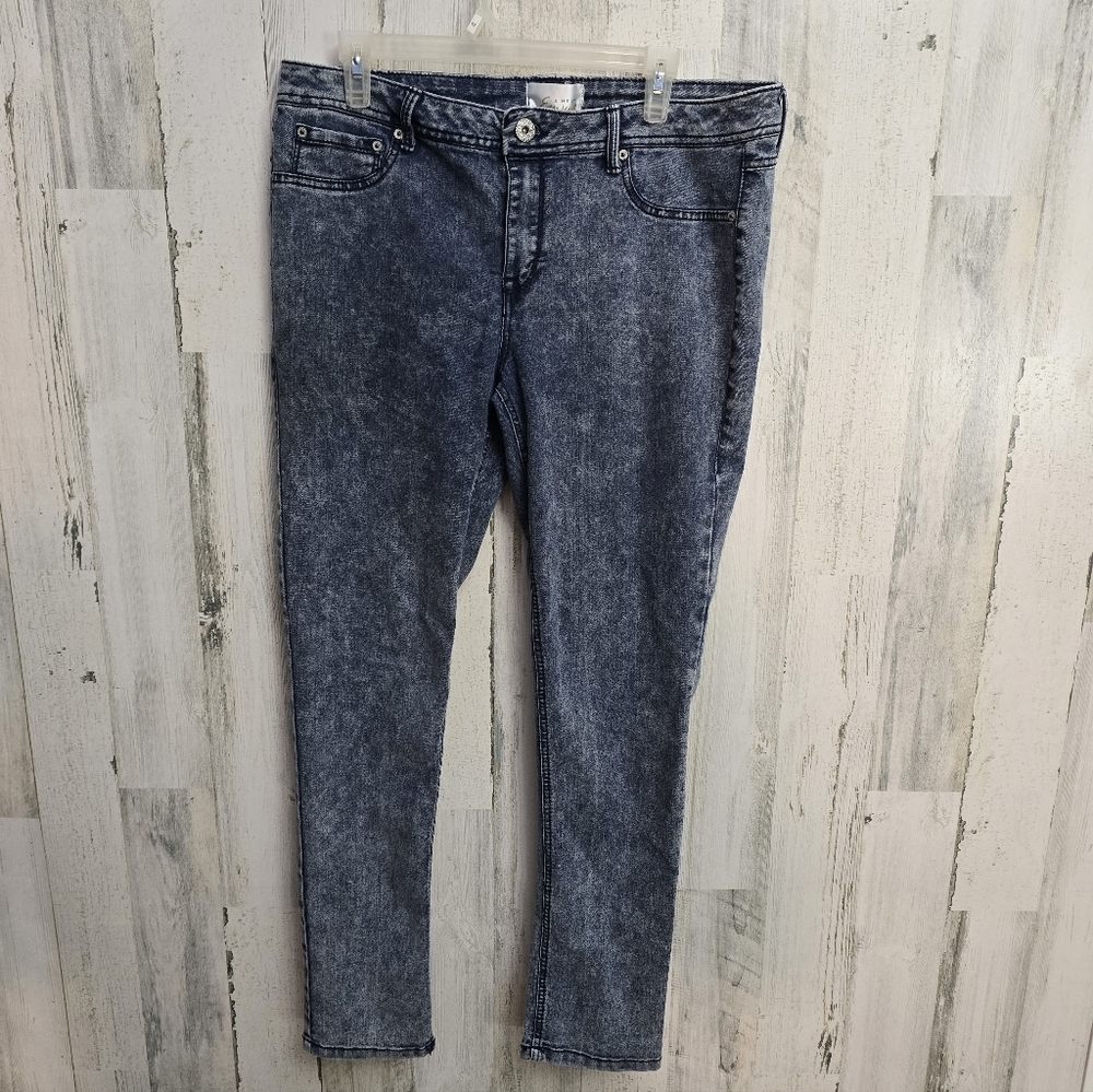 Simply Emma Blue And White Denim Skinny Jeans Womens Plus Size 16W